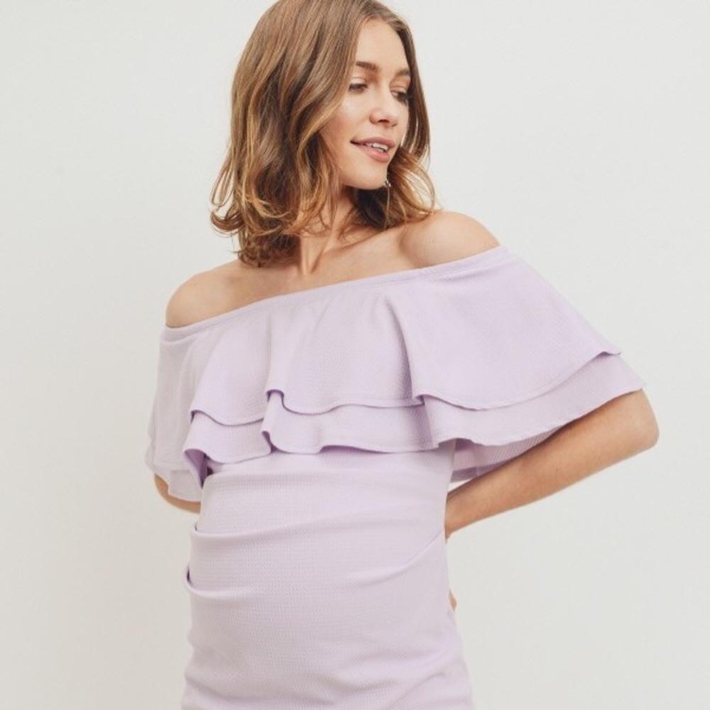 NWT LAVENDER OFF THE SHOULDER MATERNITY DRESS